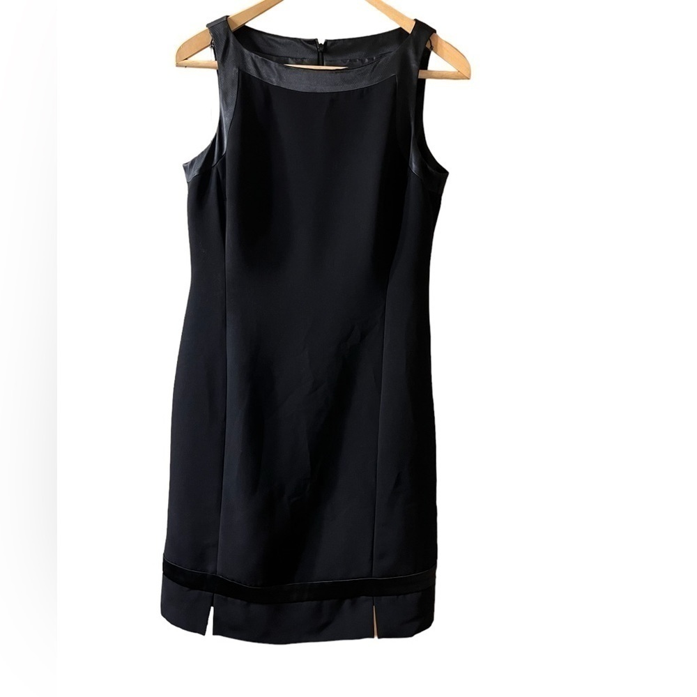 Jones New York Black Sleeveless Dress with Satin Trim LBD Formal